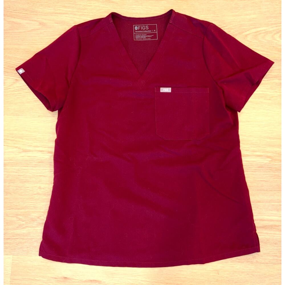 Figs technical collection Catarina One-Pocket Scrub Top burgundy womens medium